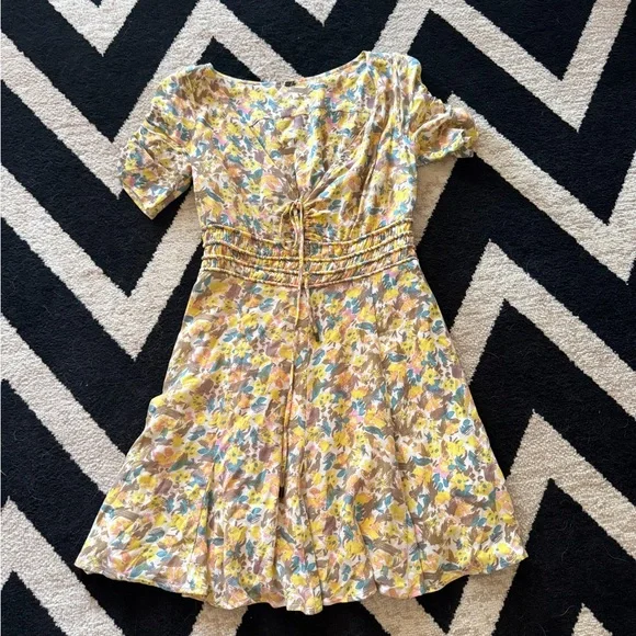 Free People Forget Me Not Floral Print Mini Dress 2 - Picture 3 of 7